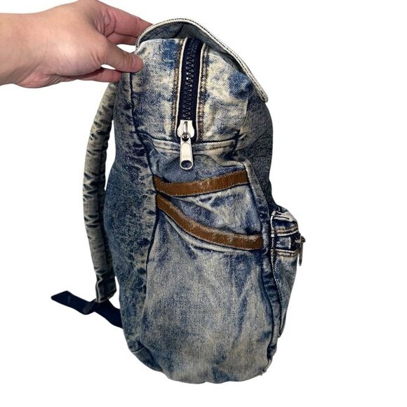 |VTG| TIMBER TOP Acid Wash Grunge 80’S-90’s Sack It Denim Schoolbag - Picture 2 of 8